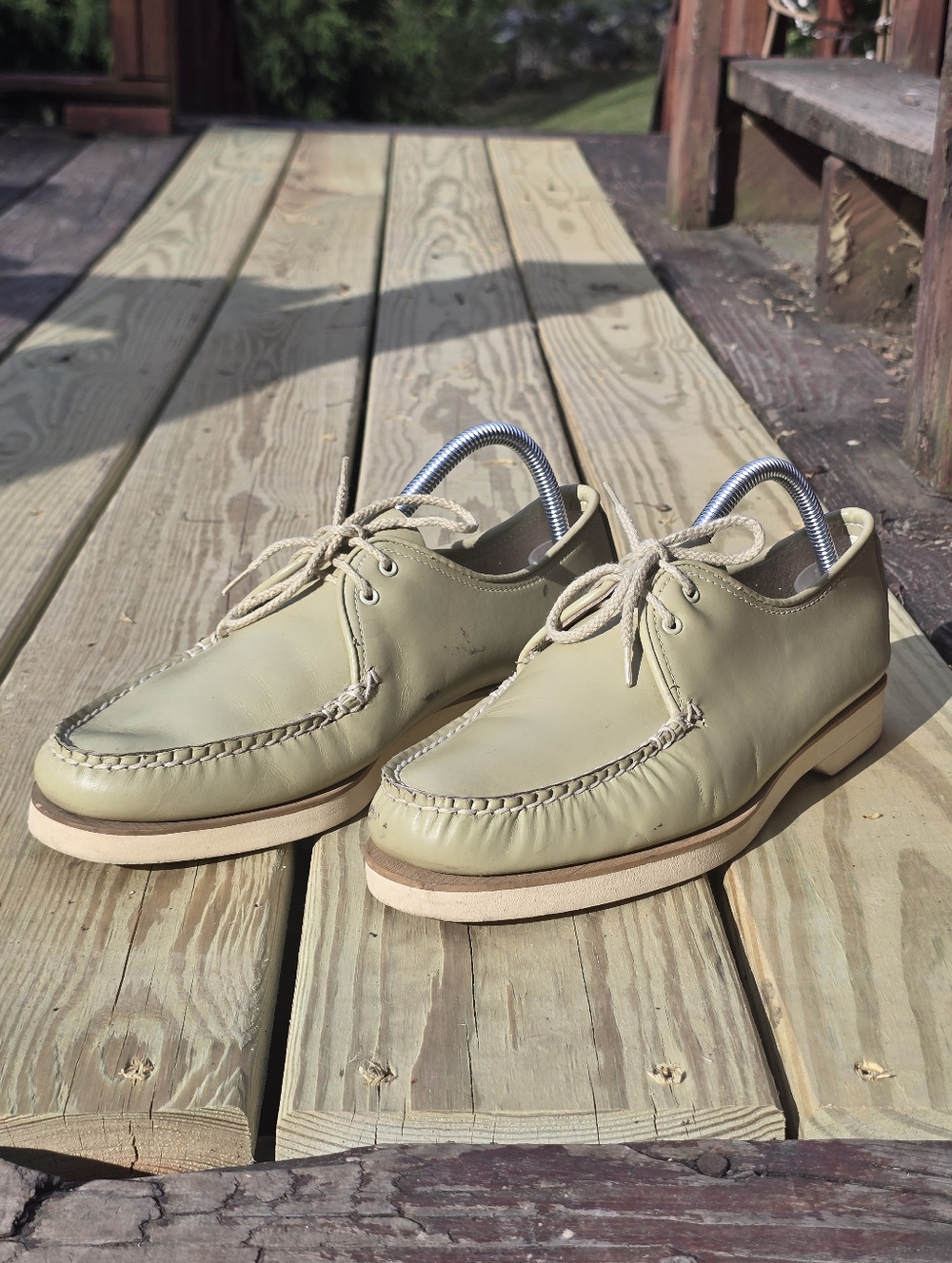 Rare, Vtg, Original, 1960's Sperry Top Sider Green Leather Boat Shoes, Sz 8.5M